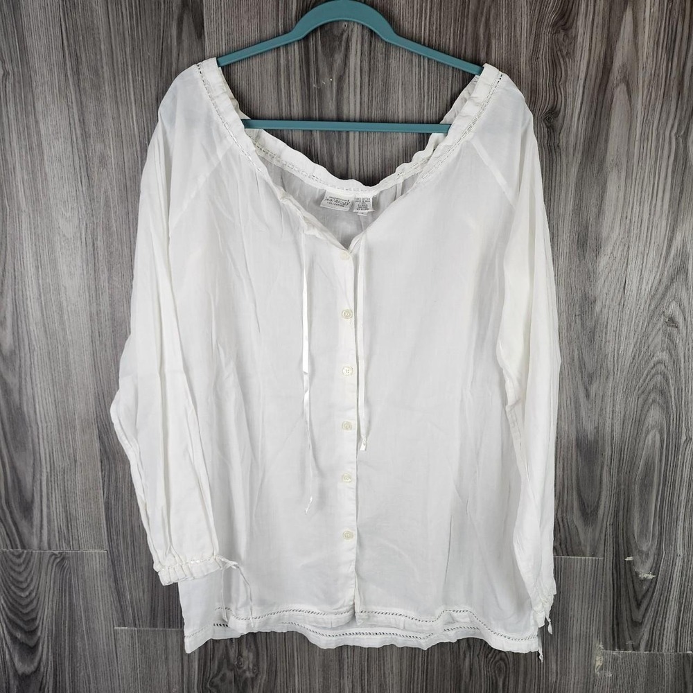 Vintage NewPort News Sheer Tunic Top Neck and Sleeve Tie 80s rock‎ video shirt L
